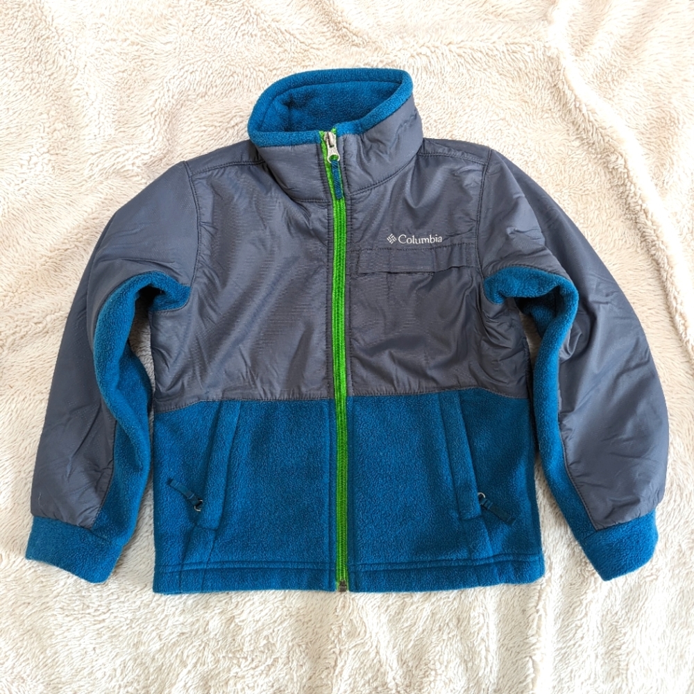 Columbia Fleece Full-Zip Jacket Gray/Teal size XXS (4/5)